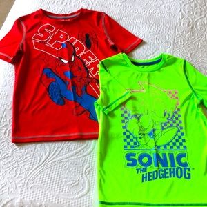 Spider-Man and Sonic Tees
